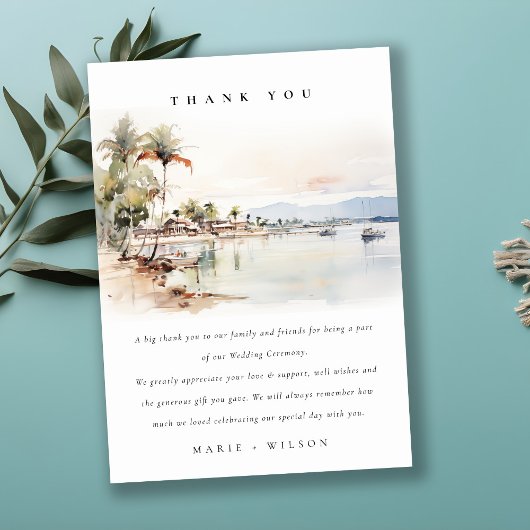 Montego Bay Jamaica Waterverf bruiloft Bedankkaart
