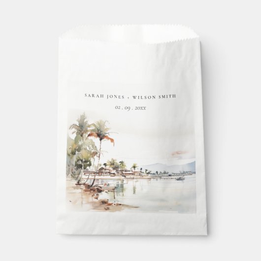 Montego Bay Jamaica Waterverf bruiloft Bedankzakje (Voorkant)