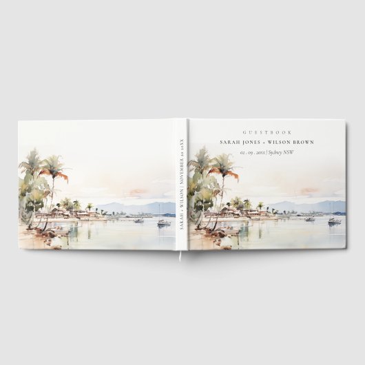 Montego Bay Jamaica Waterverf bruiloft Gastenboek (Volledig)