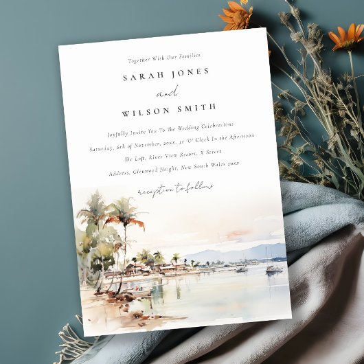 Montego Bay Jamaica Waterverf bruiloft Kaart