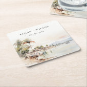 Montego Bay Jamaica Waterverf bruiloft Kartonnen Onderzetters (Schuin)