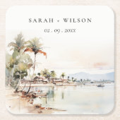 Montego Bay Jamaica Waterverf bruiloft Kartonnen Onderzetters (Voorkant)