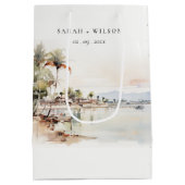 Montego Bay Jamaica Waterverf bruiloft Medium Cadeauzakje (Achterkant)