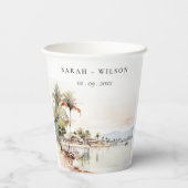 Montego Bay Jamaica Waterverf bruiloft Papieren Bekers (Achterkant)