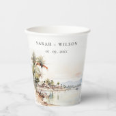 Montego Bay Jamaica Waterverf bruiloft Papieren Bekers (Voorkant)