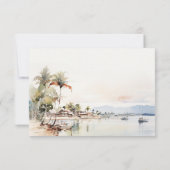 Montego Bay Jamaica Waterverf bruiloft RSVP Kaartje (Achterkant)