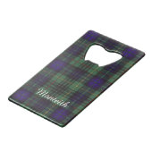 Monteith clan Pset Scottish kilt tartan Creditkaart Flessenopener (Achterkant Gekanteld)