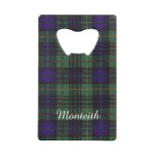 Monteith clan Pset Scottish kilt tartan Creditkaart Flessenopener (Achterkant)