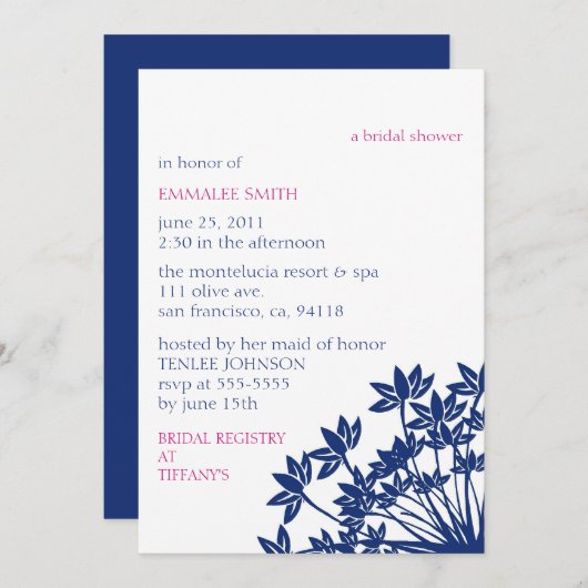 MONTELUCIA Uitnodiging-fuchsia n2vy Kaart (Voorkant / Achterkant)