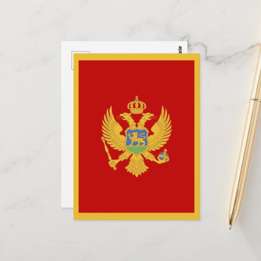 Montenegrijnse vlag briefkaart (Voorkant / Achterkant in situ)