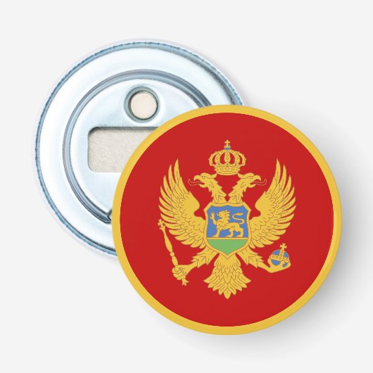 Montenegrijnse vlag button flesopener (Voorkant)