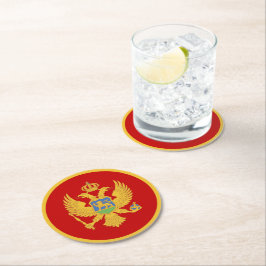 Montenegrijnse vlag ronde kartonnen onderzetter