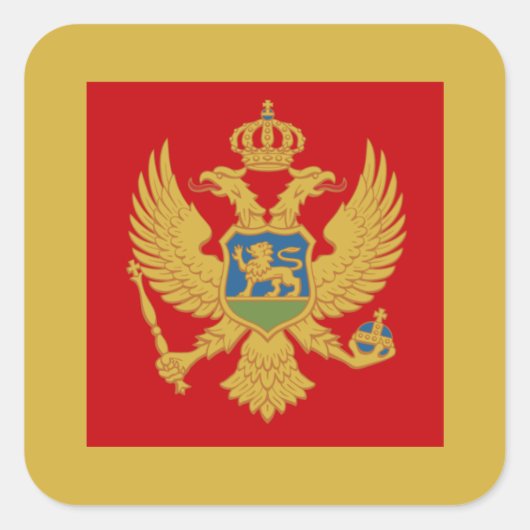 Montenegrijnse Vlag & Wapen, Montenegro Vierkante Sticker (Voorkant)