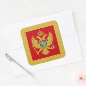 Montenegrijnse Vlag & Wapen, Montenegro Vierkante Sticker (Envelop)