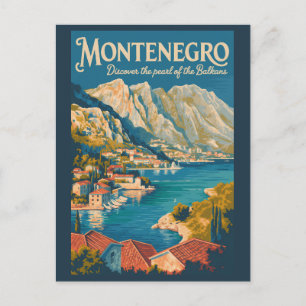 Montenegro Balkan Illustratie Reis Kunst Vintage Briefkaart