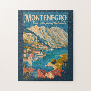 Montenegro Balkan Illustratie Reis Kunst Vintage Legpuzzel