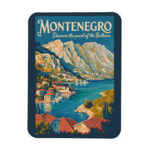 Montenegro Balkan Illustratie Reis Kunst Vintage Magneet