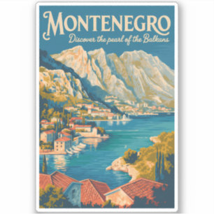 Montenegro Balkan Illustratie Reis Kunst Vintage Sticker