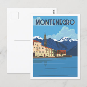 Montenegro Beroemde Reisplaats Illustratie Briefkaart
