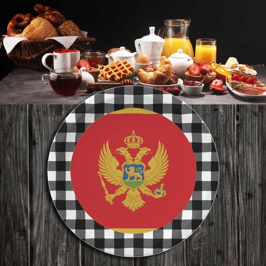 Montenegro Bord, elegante buffelvlek & vlag Papieren Bordje