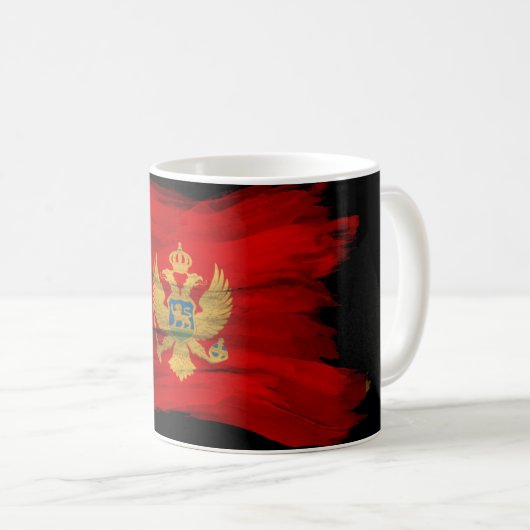 Montenegro flag brush stroke, national flag koffiemok (Voorkant rechts)