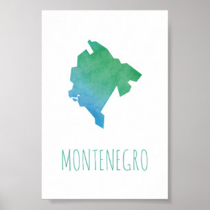 Montenegro-kaart Poster