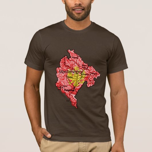 Montenegro — Kaart T-Shirt (Voorkant)