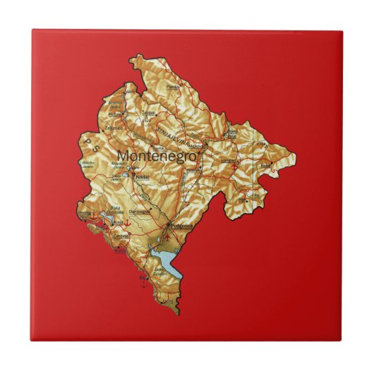 Montenegro Kaart Tegels Tegeltje (Voorkant)