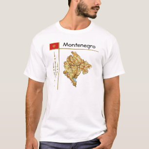 Montenegro-kaart + vlag + titel T-shirt
