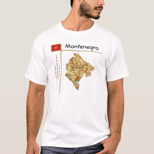 Montenegro-kaart + vlag + titel T-shirt (Voorkant)