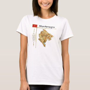 Montenegro Kaart + Vlag + Titel T-Shirt