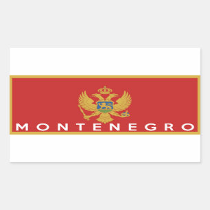 Montenegro Landenvlag Symbool Naam Tekst Rechthoekige Sticker