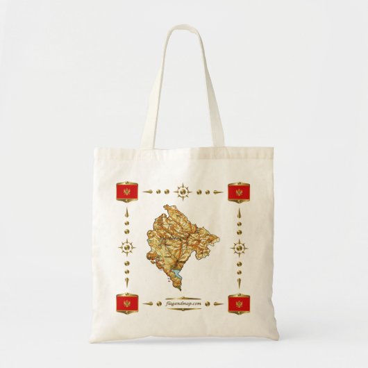 Montenegro Map + Flags Bag Tote Bag (Voorkant)