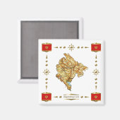 Montenegro Map + Flags Magnet (Voorkant / Achterkant)