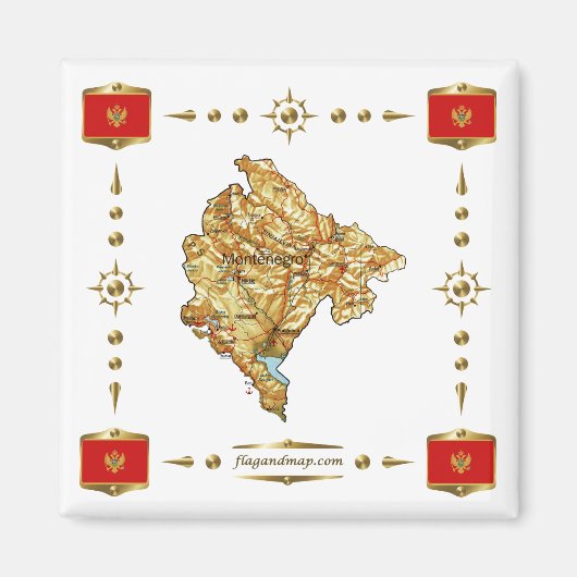 Montenegro Map + Flags Magnet (Voorkant)