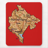 Montenegro Map Mousepad Muismat (Voorkant)