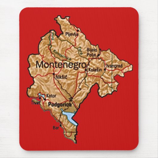 Montenegro Map Mousepad Muismat (Voorkant)