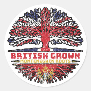 Montenegro Montenegrijnse vlag over Britse bomen Ronde Sticker