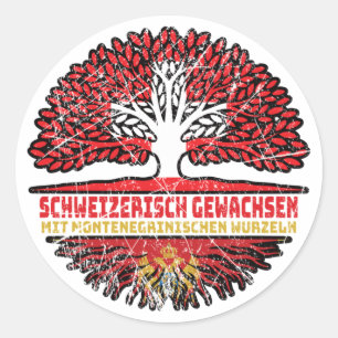Montenegro Montenegrinisch Schweizer Schweiz Baum Ronde Sticker
