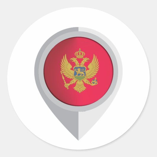 Montenegro Pin Locatie Vlag Ronde Sticker (Voorkant)