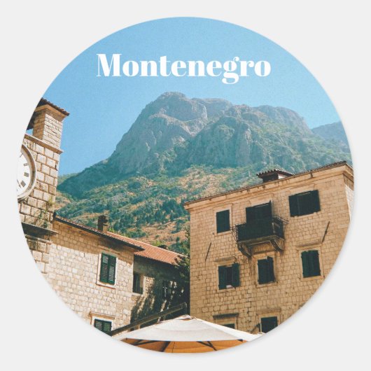 Montenegro stadsgezicht ronde sticker (Voorkant)