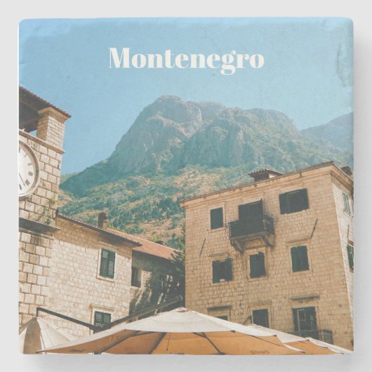 Montenegro stadsgezicht stenen onderzetter (Voorkant)