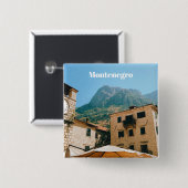 Montenegro stadsgezicht  vierkante button 5,1 cm (Voorkant /achterkant)