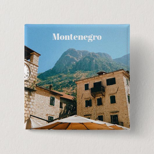 Montenegro stadsgezicht  vierkante button 5,1 cm (Voorkant)