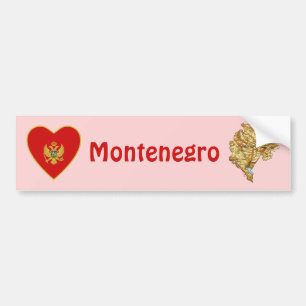 Montenegro Vlag Hart + Landkaart Bumpersticker