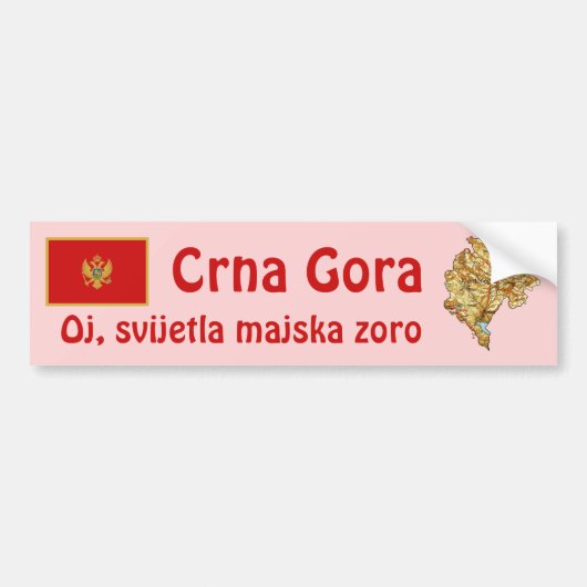 Montenegro Vlag + Kaart Bumpersticker (Voorkant)