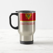 Montenegro vlag met naam reisbeker (Links)
