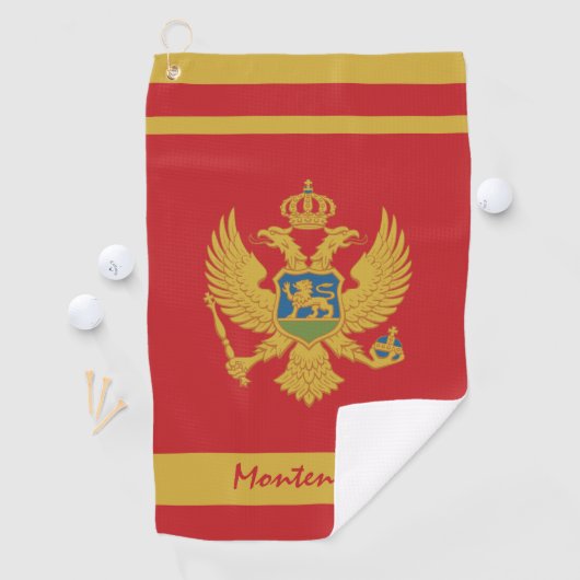 Montenegro Vlag & Montenegro Vakantie/sport Golfhanddoek (Insitu)
