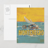 Montenegro zeilen vintage reisposter briefkaart (Voorkant / Achterkant)