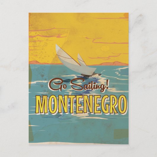 Montenegro zeilend vintage reis poster briefkaart (Voorkant)
